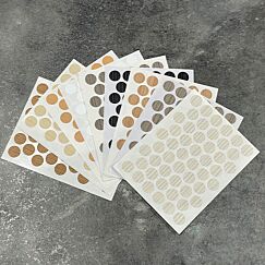 Self Adhesive Cover Caps 14mm Diam Grey Linen F426 ( 1 Sheet 50 Per Sheet ) * LOOSE SHEET *