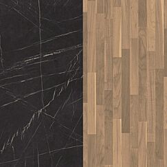 4100mm x 640mm x 8mm F206 / H194 Black Pietra Grigia / Walnut Butcherblock Splashback