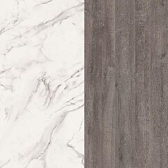 4100mm x 640mm x 8mm F800 / H1313 Crystal Marble / Grey Brown Whiteriver Oak Splashback